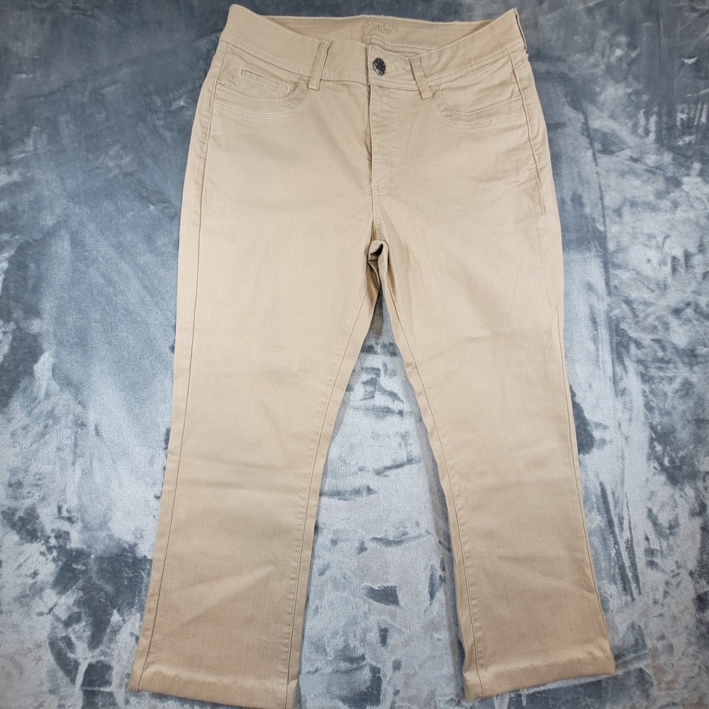 Riders by Lee Womens Khaki Straight Leg Pants Tan Mid Rise 14P 130N493
